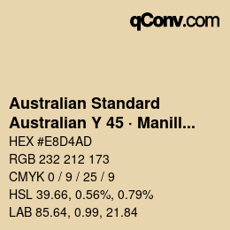 Code couleur: Australian Standard - Australian Y 45 · Manilla | qconv.com