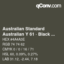 Código de color: Australian Standard - Australian Y 61 · Black Olive | qconv.com