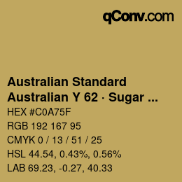 カラーコード: Australian Standard - Australian Y 62 · Sugar Cane | qconv.com