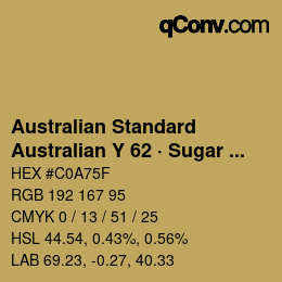 カラーコード: Australian Standard - Australian Y 62 · Sugar Cane | qconv.com