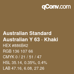 颜色代码: Australian Standard - Australian Y 63 · Khaki | qconv.com