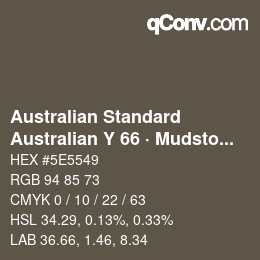 カラーコード: Australian Standard - Australian Y 66 · Mudstone | qconv.com