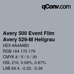 Código de color: Avery 500 Event Film - Avery 529-M Hellgrau | qconv.com