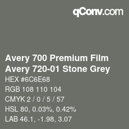 Código de color: Avery 700 Premium Film - Avery 720-01 Stone Grey | qconv.com