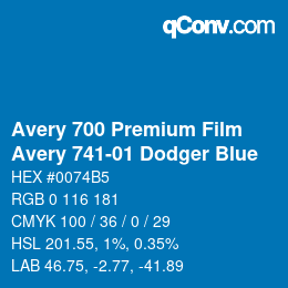 Código de color: Avery 700 Premium Film - Avery 741-01 Dodger Blue | qconv.com