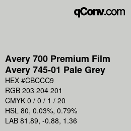 Código de color: Avery 700 Premium Film - Avery 745-01 Pale Grey | qconv.com