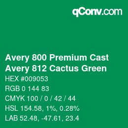 カラーコード: Avery 800 Premium Cast - Avery 812 Cactus Green | qconv.com