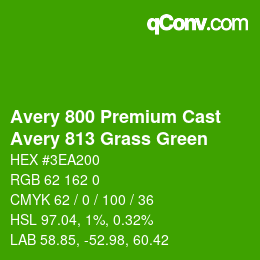 カラーコード: Avery 800 Premium Cast - Avery 813 Grass Green | qconv.com