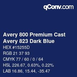 Código de color: Avery 800 Premium Cast - Avery 823 Dark Blue | qconv.com