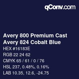 Farbcode: Avery 800 Premium Cast - Avery 824 Cobalt Blue | qconv.com