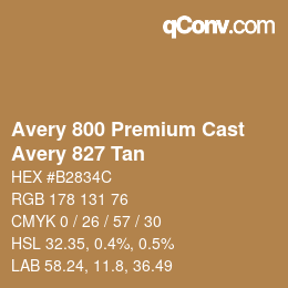 Farbcode: Avery 800 Premium Cast - Avery 827 Tan | qconv.com