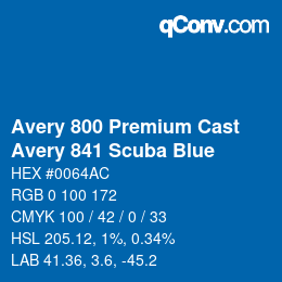 Farbcode: Avery 800 Premium Cast - Avery 841 Scuba Blue | qconv.com