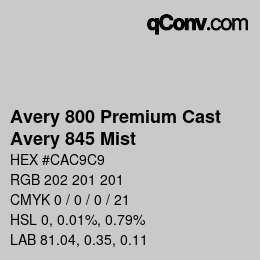 カラーコード: Avery 800 Premium Cast - Avery 845 Mist | qconv.com
