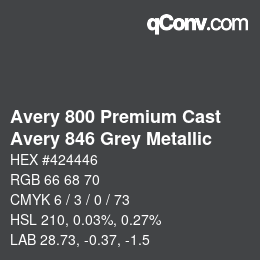 カラーコード: Avery 800 Premium Cast - Avery 846 Grey Metallic | qconv.com