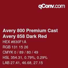 カラーコード: Avery 800 Premium Cast - Avery 858 Dark Red | qconv.com