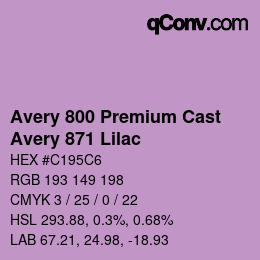 Código de color: Avery 800 Premium Cast - Avery 871 Lilac | qconv.com