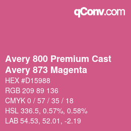 Código de color: Avery 800 Premium Cast - Avery 873 Magenta | qconv.com