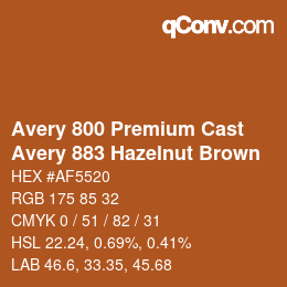 Farbcode: Avery 800 Premium Cast - Avery 883 Hazelnut Brown | qconv.com