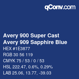 カラーコード: Avery 900 Super Cast - Avery 909 Sapphire Blue | qconv.com