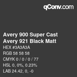 カラーコード: Avery 900 Super Cast - Avery 921 Black Matt | qconv.com
