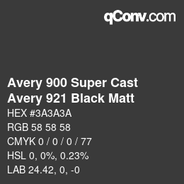 カラーコード: Avery 900 Super Cast - Avery 921 Black Matt | qconv.com