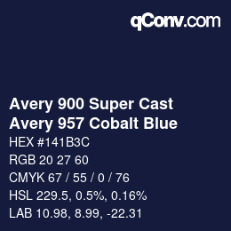 カラーコード: Avery 900 Super Cast - Avery 957 Cobalt Blue | qconv.com