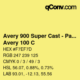 Código de color: Avery 900 Super Cast - Pantone - Avery 100 C | qconv.com