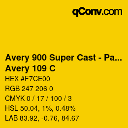 カラーコード: Avery 900 Super Cast - Pantone - Avery 109 C | qconv.com