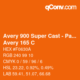 Código de color: Avery 900 Super Cast - Pantone - Avery 165 C | qconv.com