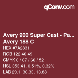 Farbcode: Avery 900 Super Cast - Pantone - Avery 188 C | qconv.com