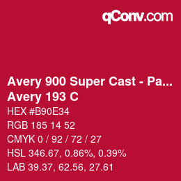 Farbcode: Avery 900 Super Cast - Pantone - Avery 193 C | qconv.com