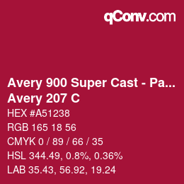 Código de color: Avery 900 Super Cast - Pantone - Avery 207 C | qconv.com