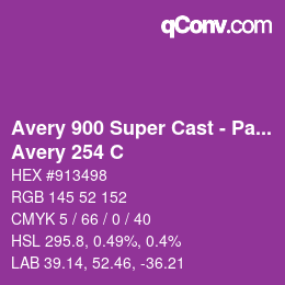 カラーコード: Avery 900 Super Cast - Pantone - Avery 254 C | qconv.com