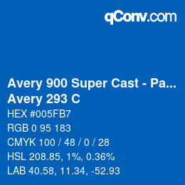 Código de color: Avery 900 Super Cast - Pantone - Avery 293 C | qconv.com