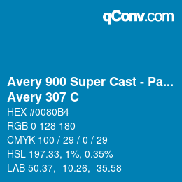 Farbcode: Avery 900 Super Cast - Pantone - Avery 307 C | qconv.com