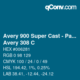 Farbcode: Avery 900 Super Cast - Pantone - Avery 308 C | qconv.com