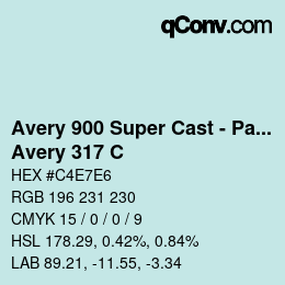 カラーコード: Avery 900 Super Cast - Pantone - Avery 317 C | qconv.com