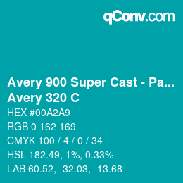 Farbcode: Avery 900 Super Cast - Pantone - Avery 320 C | qconv.com