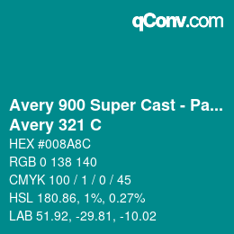 Código de color: Avery 900 Super Cast - Pantone - Avery 321 C | qconv.com