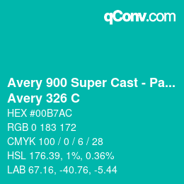 Farbcode: Avery 900 Super Cast - Pantone - Avery 326 C | qconv.com