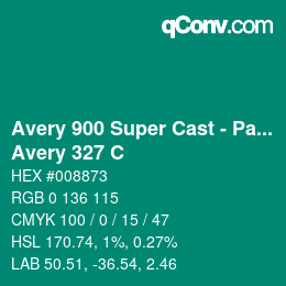 カラーコード: Avery 900 Super Cast - Pantone - Avery 327 C | qconv.com