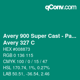 カラーコード: Avery 900 Super Cast - Pantone - Avery 327 C | qconv.com