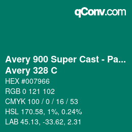 Farbcode: Avery 900 Super Cast - Pantone - Avery 328 C | qconv.com