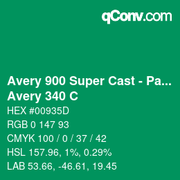 Farbcode: Avery 900 Super Cast - Pantone - Avery 340 C | qconv.com