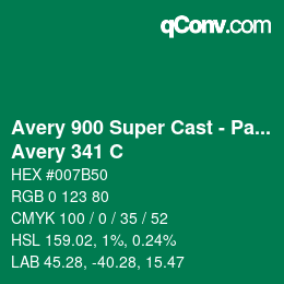 Farbcode: Avery 900 Super Cast - Pantone - Avery 341 C | qconv.com