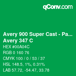 Código de color: Avery 900 Super Cast - Pantone - Avery 347 C | qconv.com