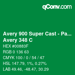 カラーコード: Avery 900 Super Cast - Pantone - Avery 348 C | qconv.com