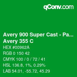 Farbcode: Avery 900 Super Cast - Pantone - Avery 355 C | qconv.com