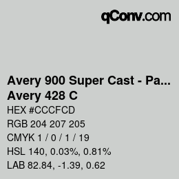 Farbcode: Avery 900 Super Cast - Pantone - Avery 428 C | qconv.com