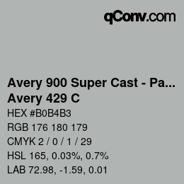 Farbcode: Avery 900 Super Cast - Pantone - Avery 429 C | qconv.com